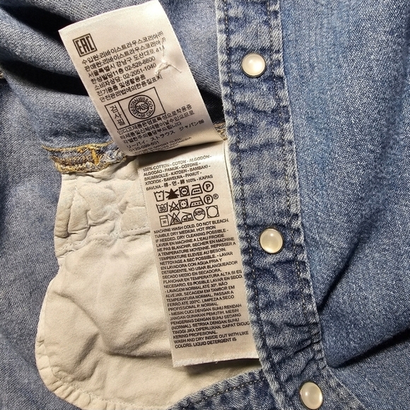 Levi's Long Sleeve Blue Western Denim Shirt Dress - Picture 11 of 14